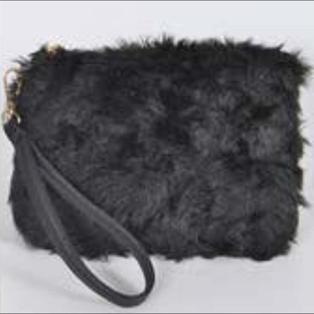 Black Fur Wristlet
